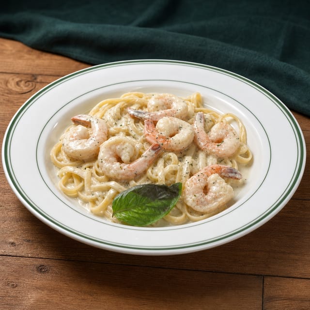 Fettuccine Alfredo w/Shrimp.