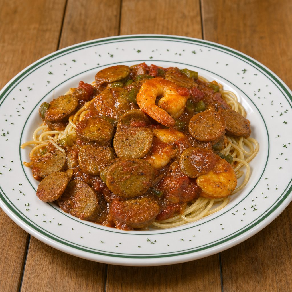 Shrimp and Sausage Arrabbiata.
