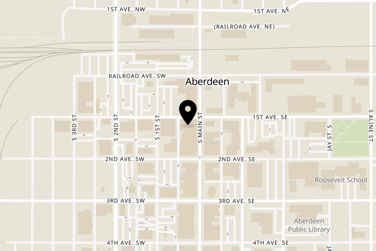 Map showing the location of Roma Ristorante Italiano on 104 S Main St in Aberdeen